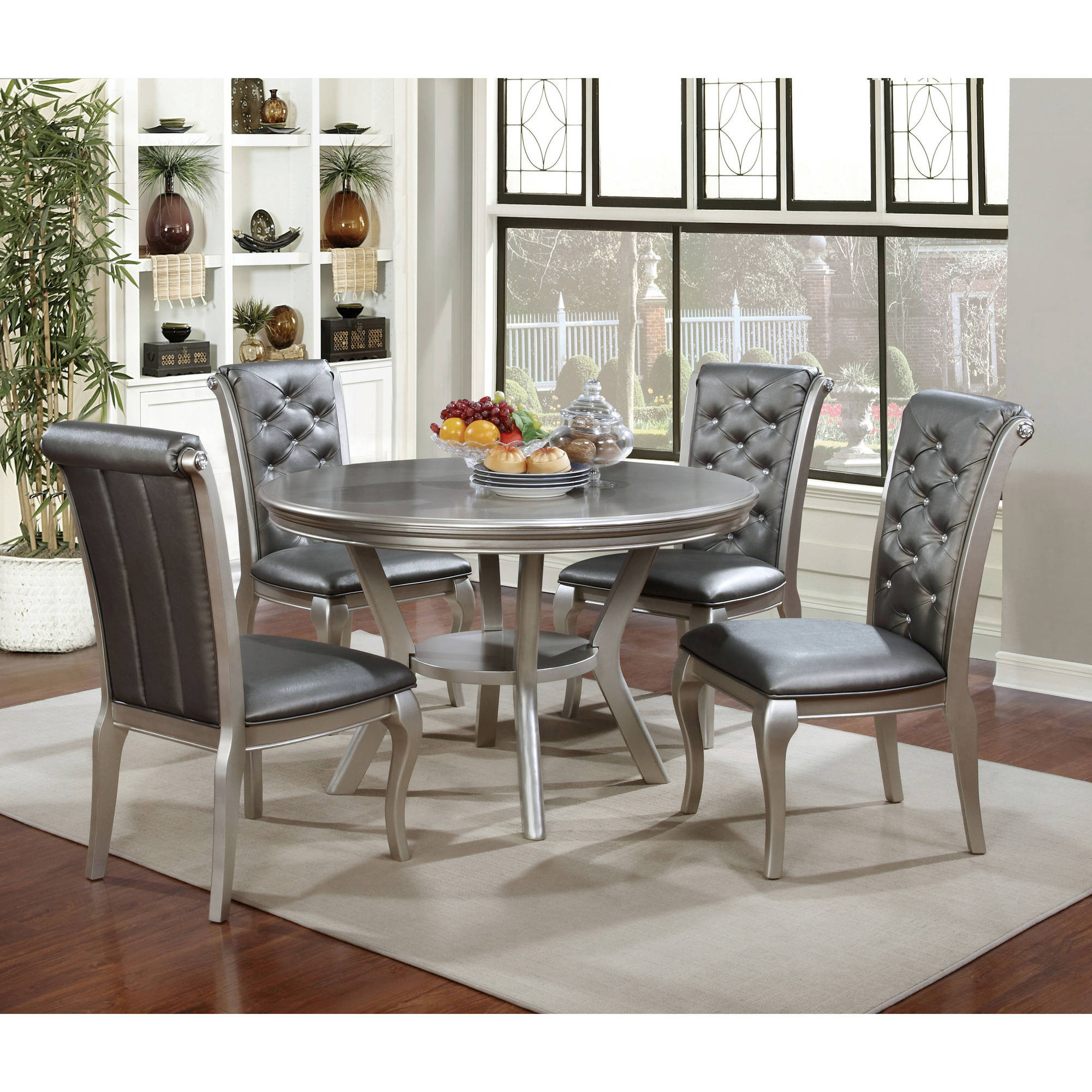 Modern Kitchen Table And Chairs
 Furniture of America Contemporary Round 5 Piece Dining Set