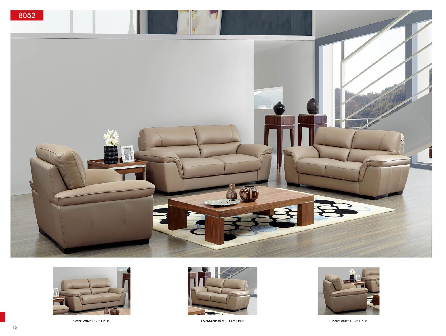 Modern Living Room Set
 8052 Leather Sofa ESF NEO Furniture