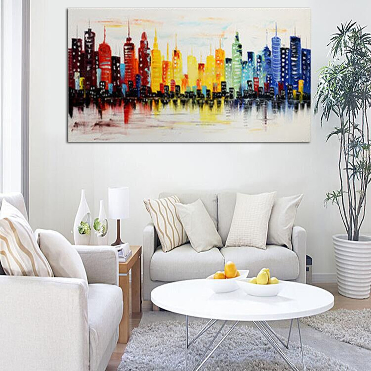 Modern Paintings For Living Room
 120X60CM Modern City Canvas Abstract Painting Print Living