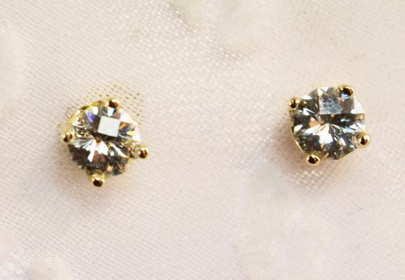 Moissanite Stud Earrings
 Moissanite 14kt Gold Stud Earrings Genuine Moissanite