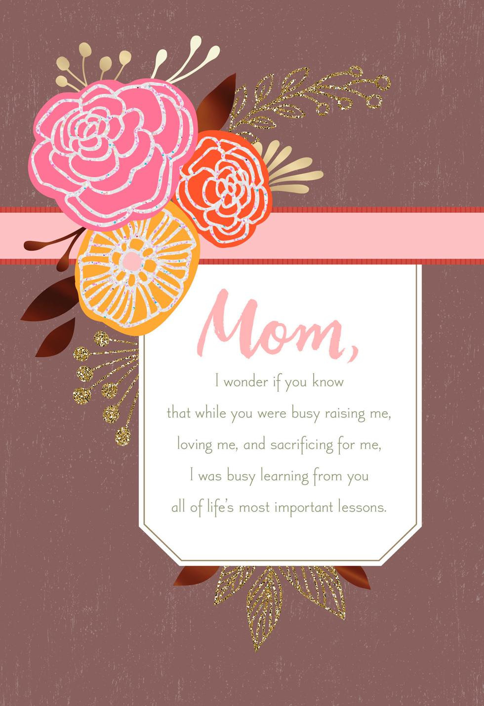 Mom Birthday Cards
 Life s Most Important Lessons Birthday Card for Mom
