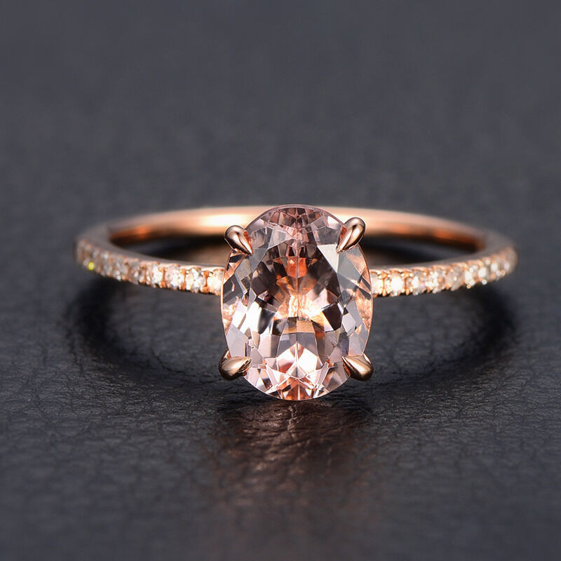 Morganite Wedding Rings
 Morganite Diamond Engagement Ring 14K Rose Gold Oval Cut