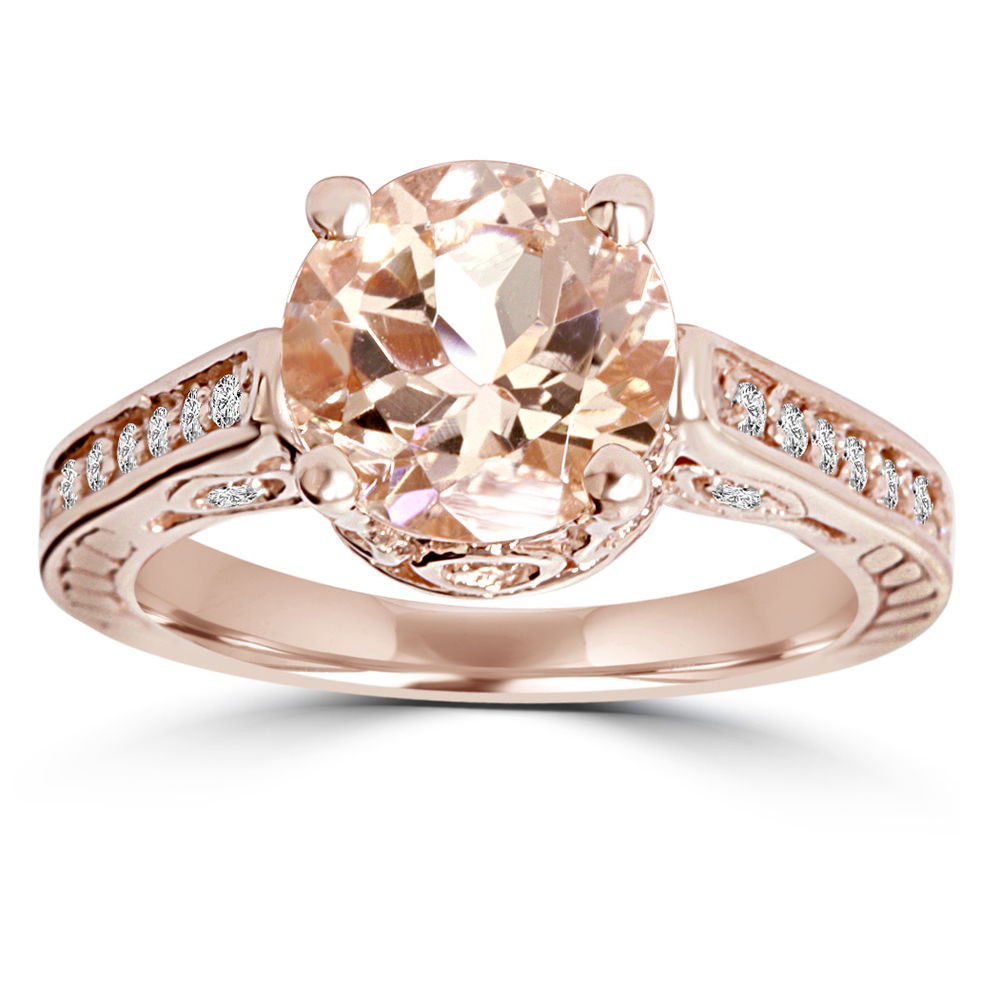 Morganite Wedding Rings
 Morganite & Diamond Vintage Engagement Ring 2 Carat