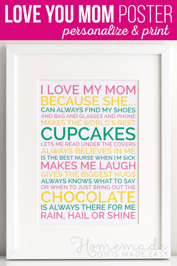 Mother Day Gift Ideas For Boyfriends Mom
 Mothers Day Personalized Poster Gift