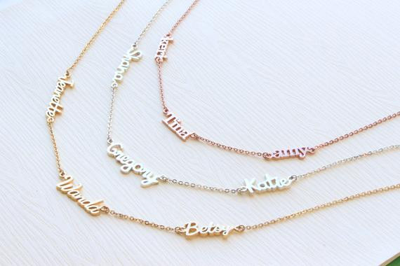 Multiple Name Necklace
 Triple Name Necklace Double Name Multiple Names Custom