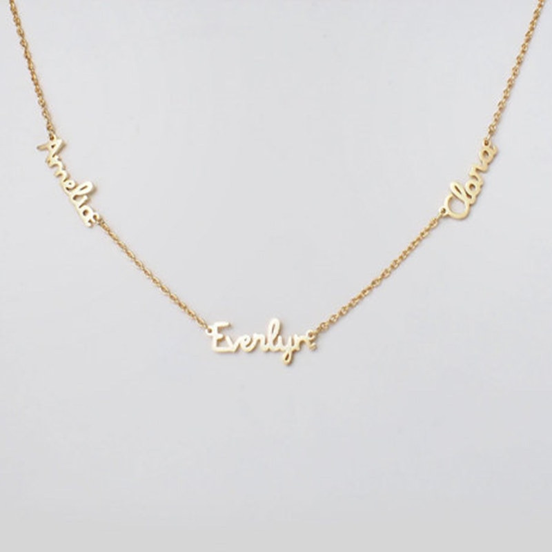 Multiple Name Necklace
 Custom Any Triple Name Necklaces For Women Men Rose Gold