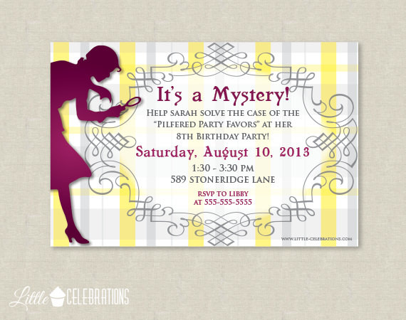 Mystery Birthday Party
 Girls Spy Birthday Invitation Mystery by littlecelebrations