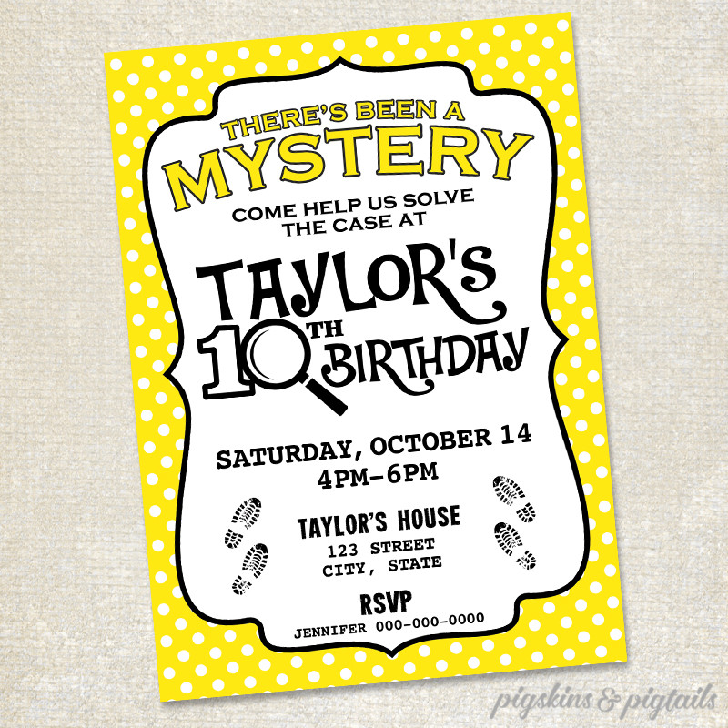 Mystery Birthday Party
 Nancy Drew Mystery Birthday Invitation Pigskins & Pigtails