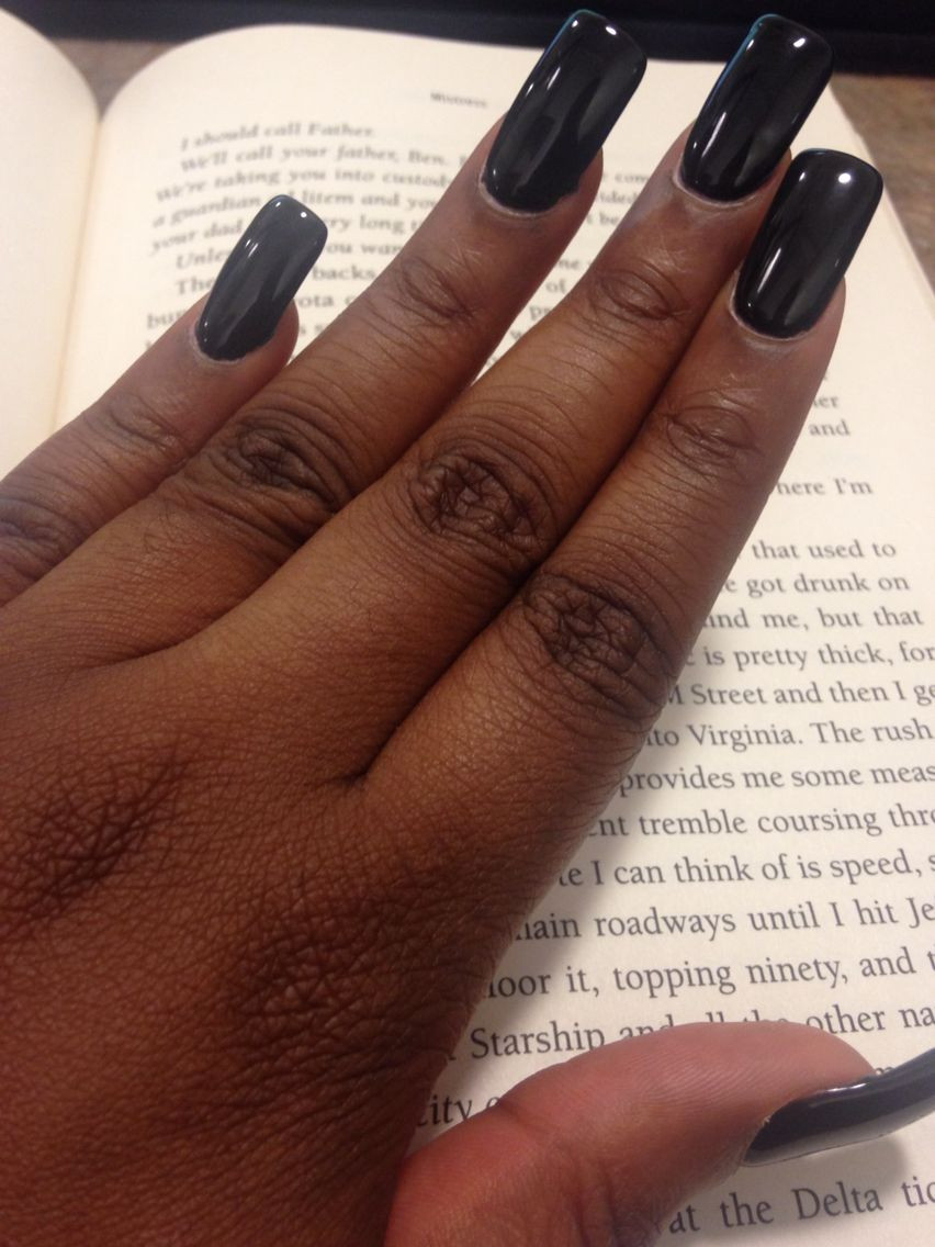 Nail Colors For Black Women
 Black Square Gel Nails Nails Pinterest