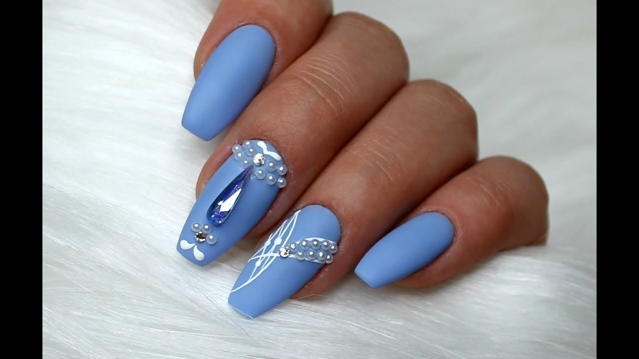 Nail Designs Blue
 Pastel Nails Medium Blue
