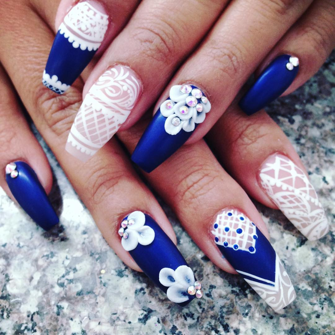 Nail Designs Blue
 Awesome Blue and White Nail Designs