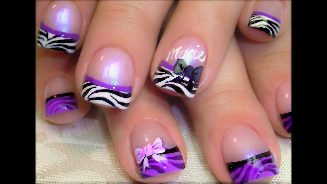 Nail Designs With Bows
 Purple Zebra Tip Nails