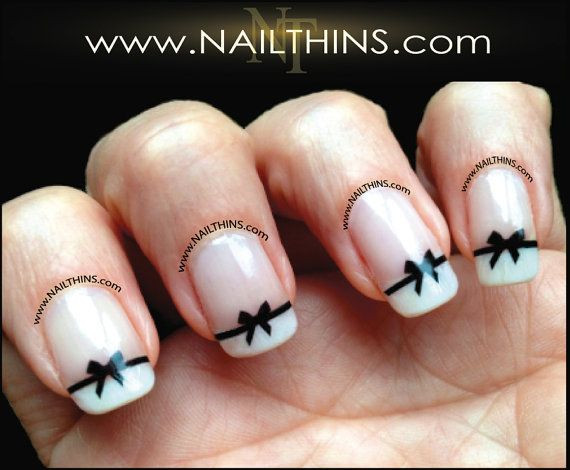 Nail Designs With Bows
 Black Bow Nail Decal Bow Nail wraps black nail art by