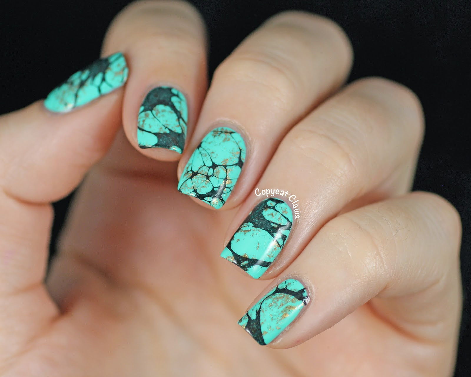 Nail Designs With Stones
 Copycat Claws Turquoise Stone Nail Art & China Glaze Too