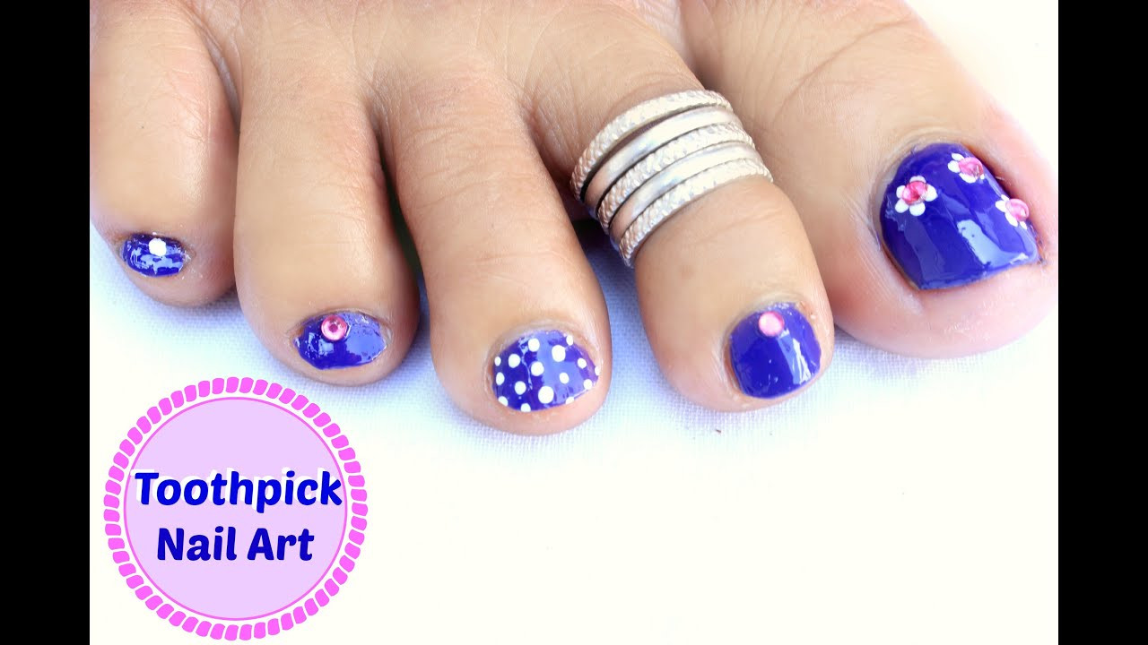 Nail Designs With Toothpick
 Easy and Quick Toe Nail Art Design using Toothpick