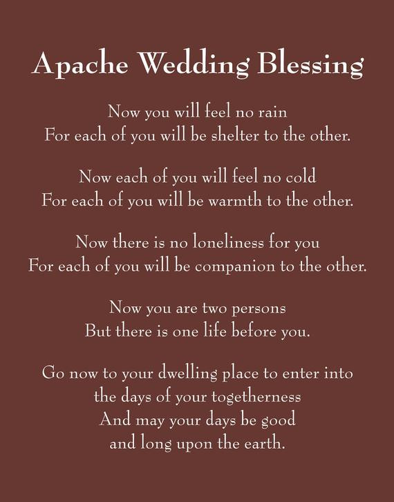 Native American Wedding Vows
 Items similar to Apache Wedding Blessing Custom Wedding