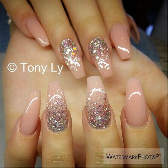 Natural Glitter Nails
 Top 60 Gorgeous Glitter Acrylic Nails
