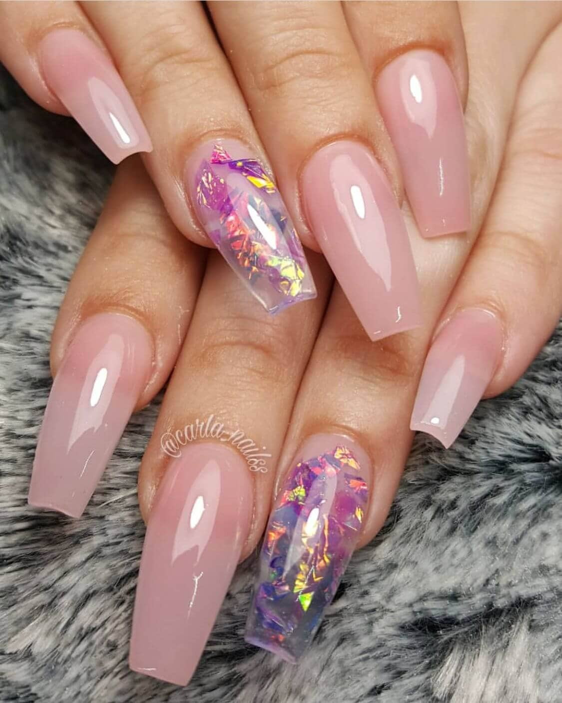 Natural Glitter Nails
 50 Awesome Coffin Nails Designs You’ll Flip For in 2020