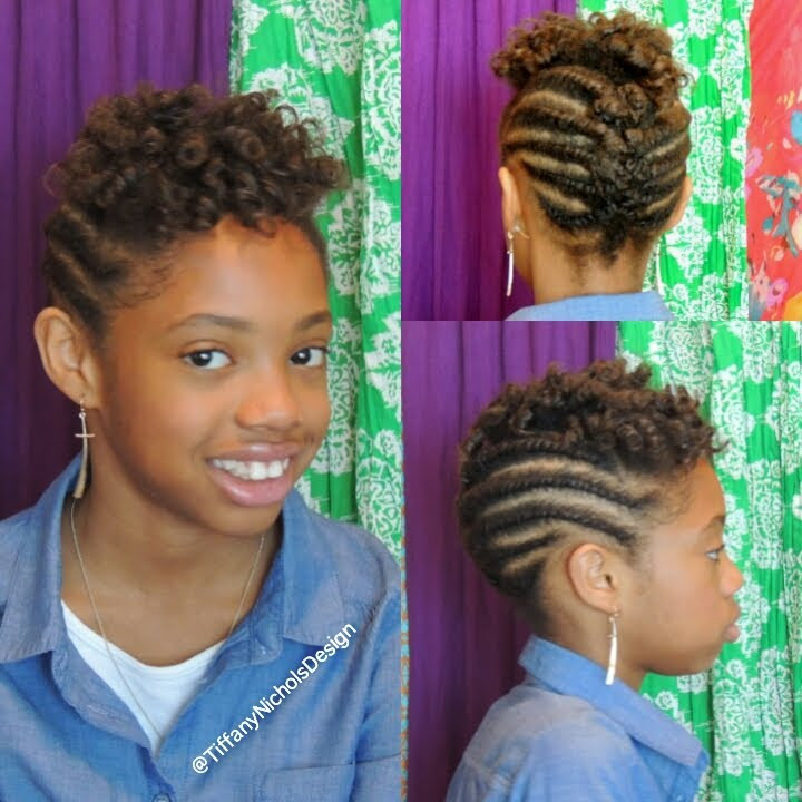 Natural Hair Kids
 Roller Set and Flat Twist Updo on Natural Hair Kid