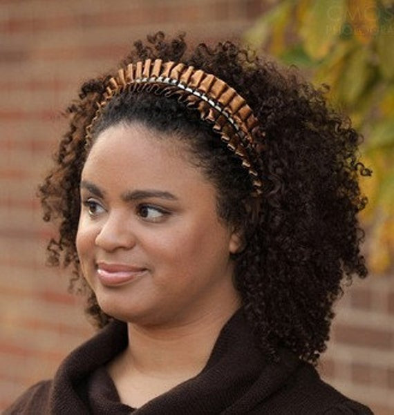 Natural Hairstyles With Headbands
 Metallic Gold Headband Ruffle Headbands Natural Hair Curly