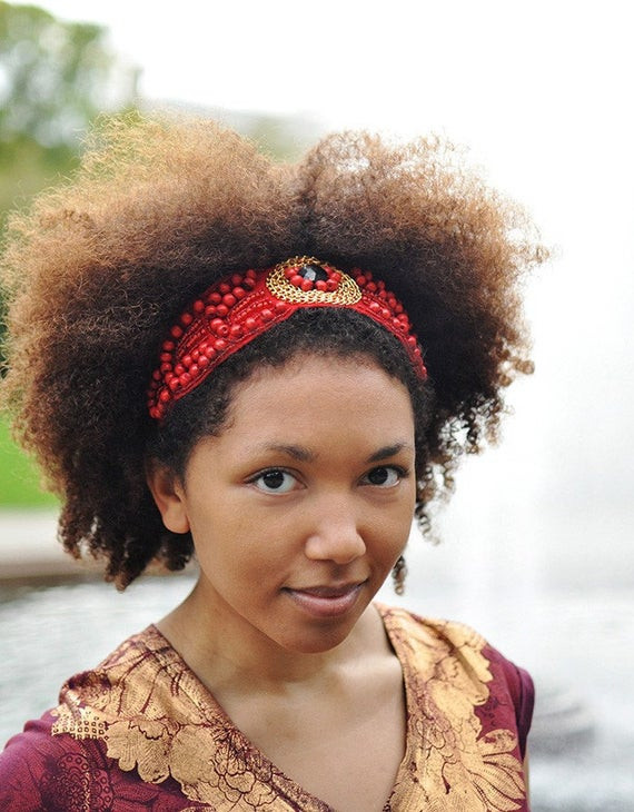 Natural Hairstyles With Headbands
 Natural Hair Accessories Headband Aurora Red by