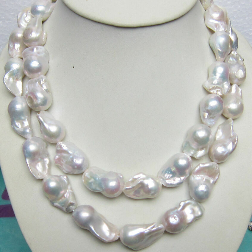 Natural Pearl Necklace
 NATURAL HUGE 15 28MM SOUTH SEA GENUINE WHITE BAROQUE PEARL