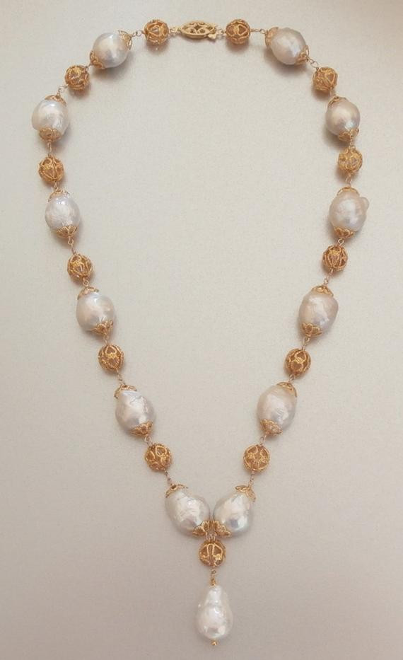 Natural Pearl Necklace
 Natural Baroque Freshwater Pearl Necklace by