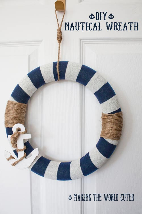 Nautical DIY Decorations
 Nautical Decor How to Make This Navy and White Wreath