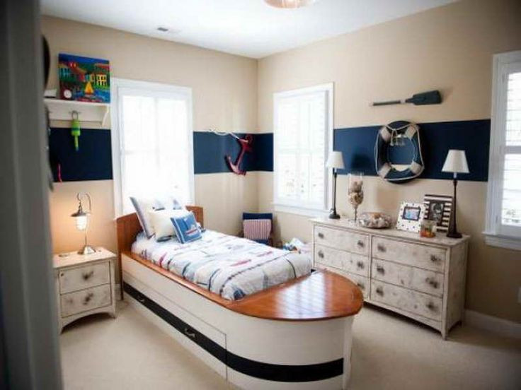 Nautical Theme Kids Room
 Chic Nautical Themed Bedroom with Cream Wall Paint Color