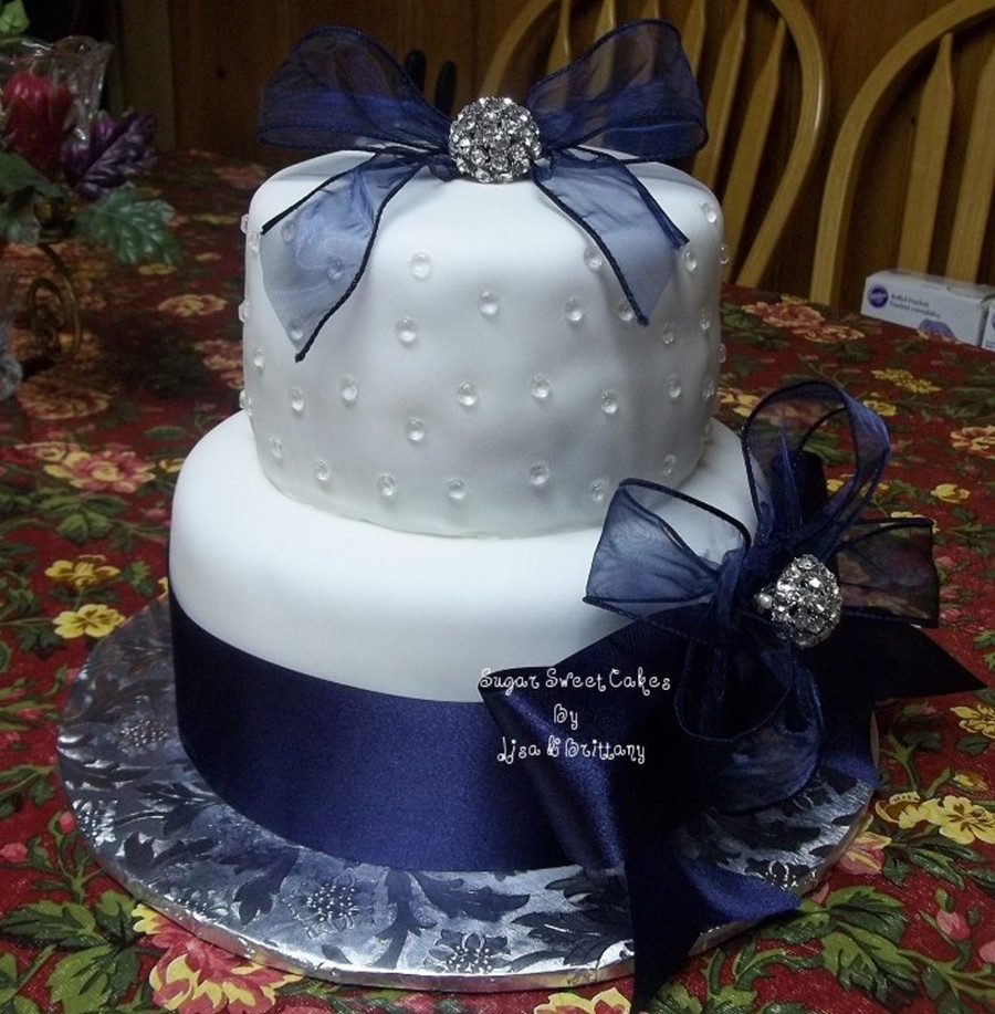 Navy Blue Wedding Cakes
 Navy Blue & White Wedding Cake CakeCentral