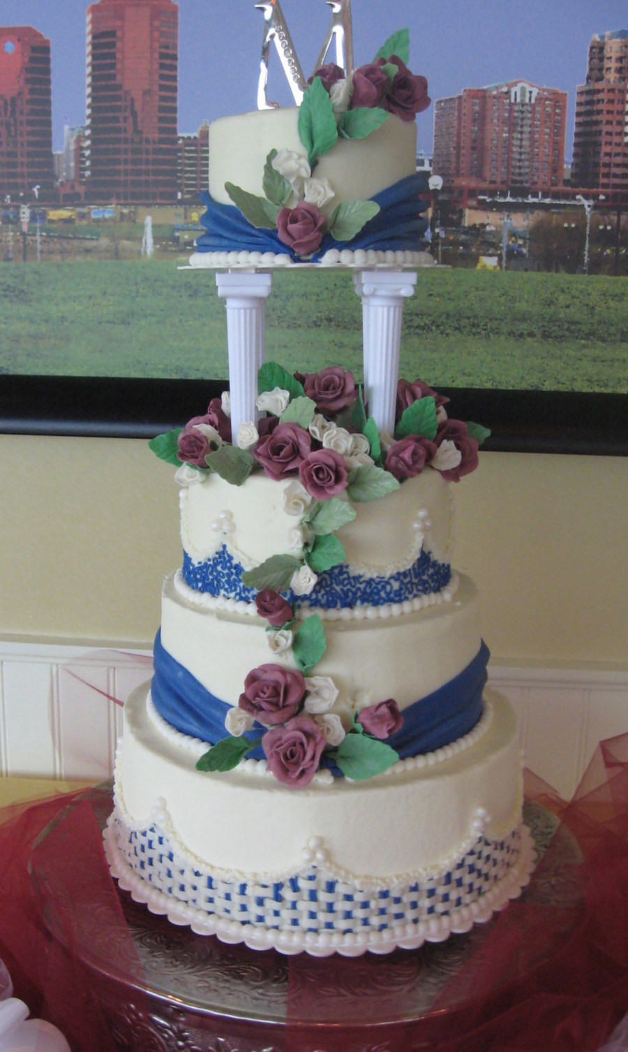 Navy Blue Wedding Cakes
 Burgundy And Navy Blue Wedding Cake CakeCentral