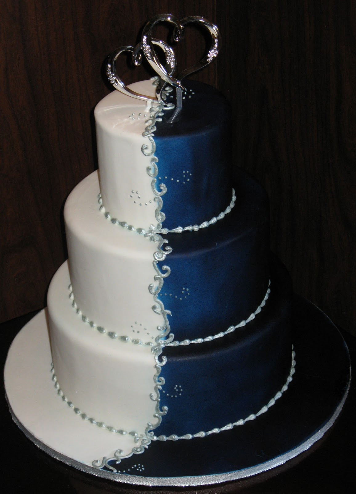 Navy Blue Wedding Cakes
 A Wedding Addict Dark Blue Wedding Cake Special Snow Angel