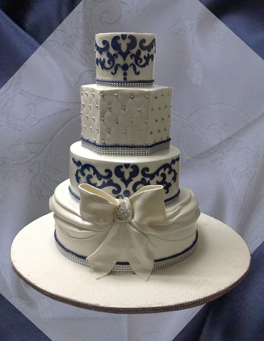 Navy Blue Wedding Cakes
 Navy Blue And White Wedding Cake CakeCentral