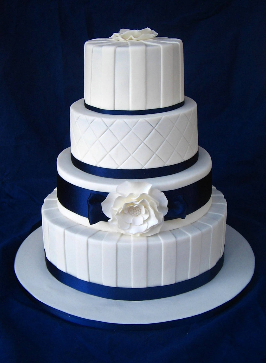 Navy Blue Wedding Cakes
 Navy & White Wedding Cake CakeCentral