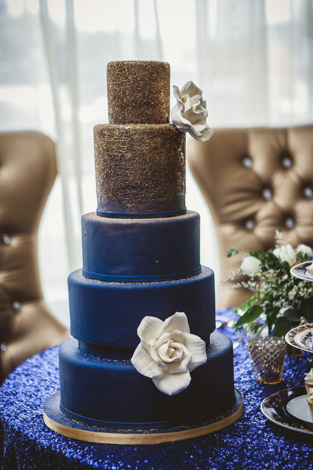 Navy Blue Wedding Cakes
 Navy Blue and Gold Wedding Cake Belle The Magazine