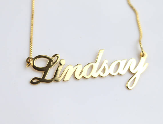 Necklace With Name
 Cursive Gold Plated Name Necklace Lindsay Style personalized