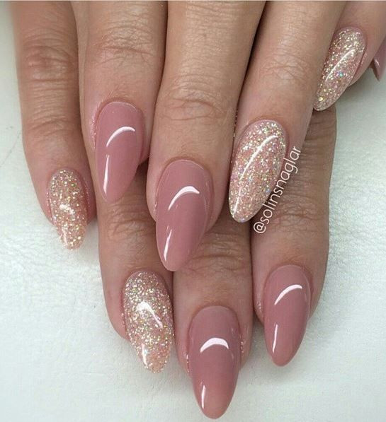 Neutral Nail Designs
 Glitter with Taupe Neutral
