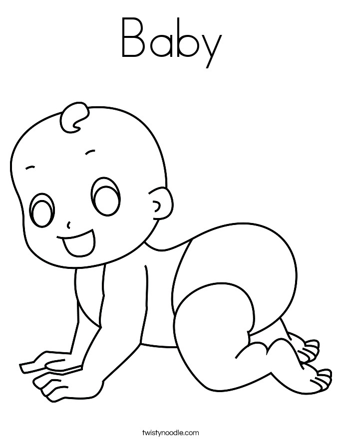 New Baby Coloring Pages
 Baby Coloring Page Twisty Noodle