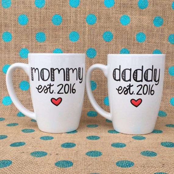 New Baby Gift Ideas For Parents
 New Parent Coffee Mug Set Mommy Daddy Est 2016 by