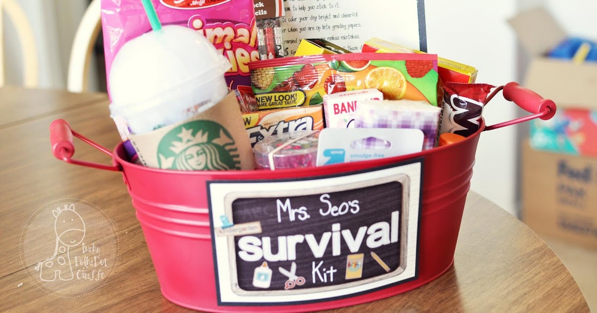 New Teacher Gift Basket Ideas
 Gift Packaging Ideas Back to School Teacher Survival Kit