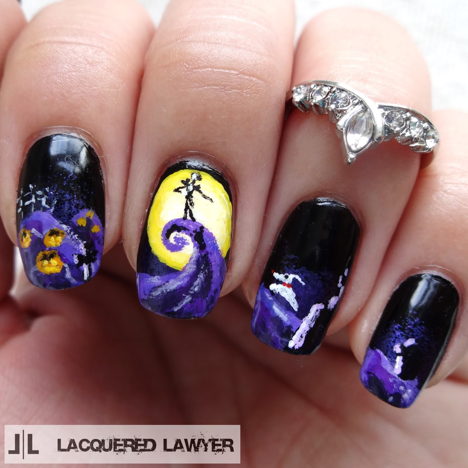 Nightmare Before Christmas Nail Art
 Lacquered Lawyer