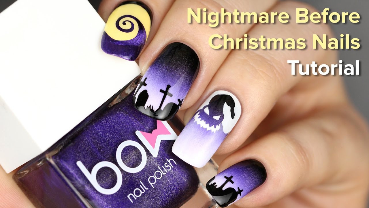 Nightmare Before Christmas Nail Art
 Halloween Nails for Nightmare Before Christmas Movie DIY