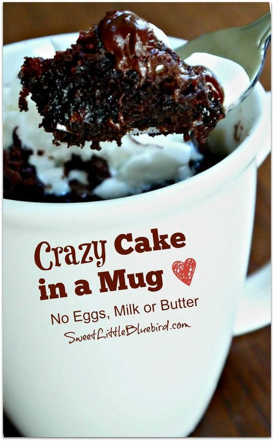 No Egg Mug Cake
 Crazy Cake in a Mug No Eggs Milk or Butter Ready in
