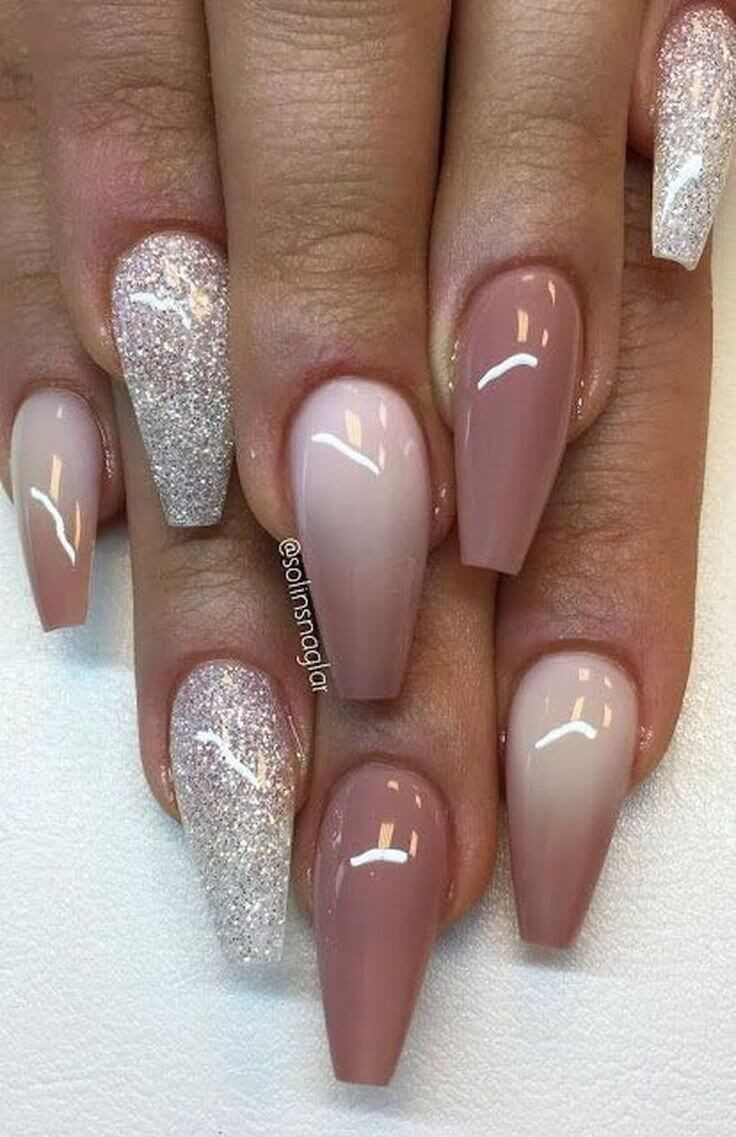 Nude Glitter Nails
 45 Summer Acrylic Coffin Nails Designs 2018