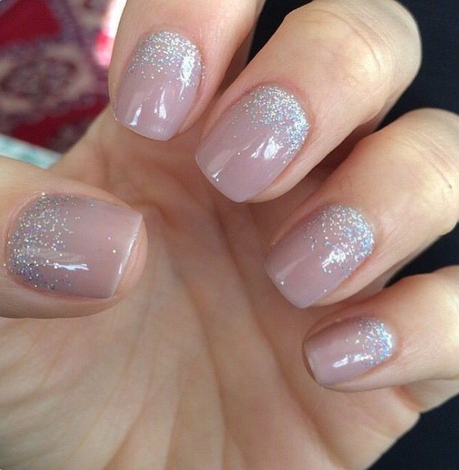 Nude Glitter Nails
 Pin on My Style
