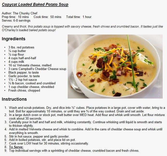 O Charley'S Loaded Potato Soup Recipe
 Copycat O Charleys Loaded Baked Potato Soup in 2019