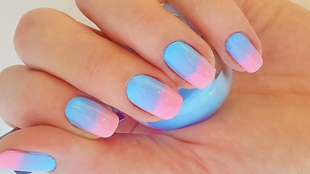 Ombre Nail Art
 Ombre nails for beginners Pink and Blue