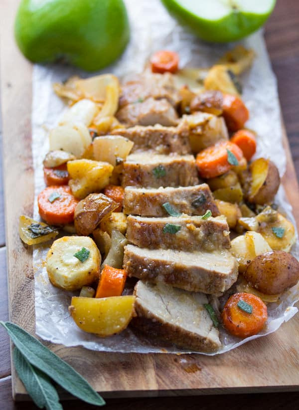 One Pan Pork Chops And Roasted Vegetables
 e Pan Roasted Pork Tenderloin with Apples Sage and