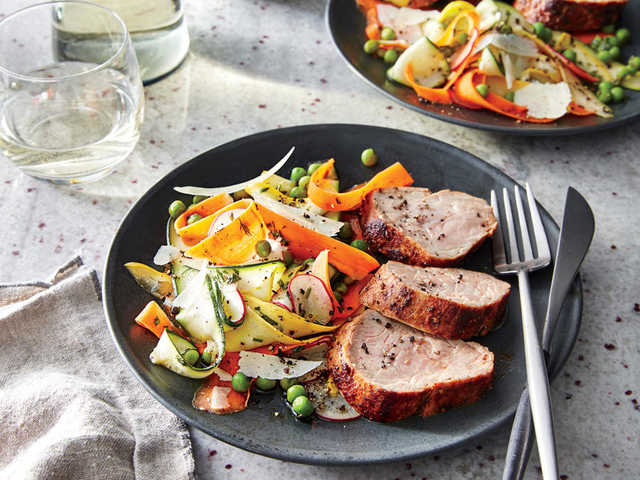 One Pan Pork Chops And Roasted Vegetables
 Pan Roasted Pork with Baby Ve able Salad Recipe