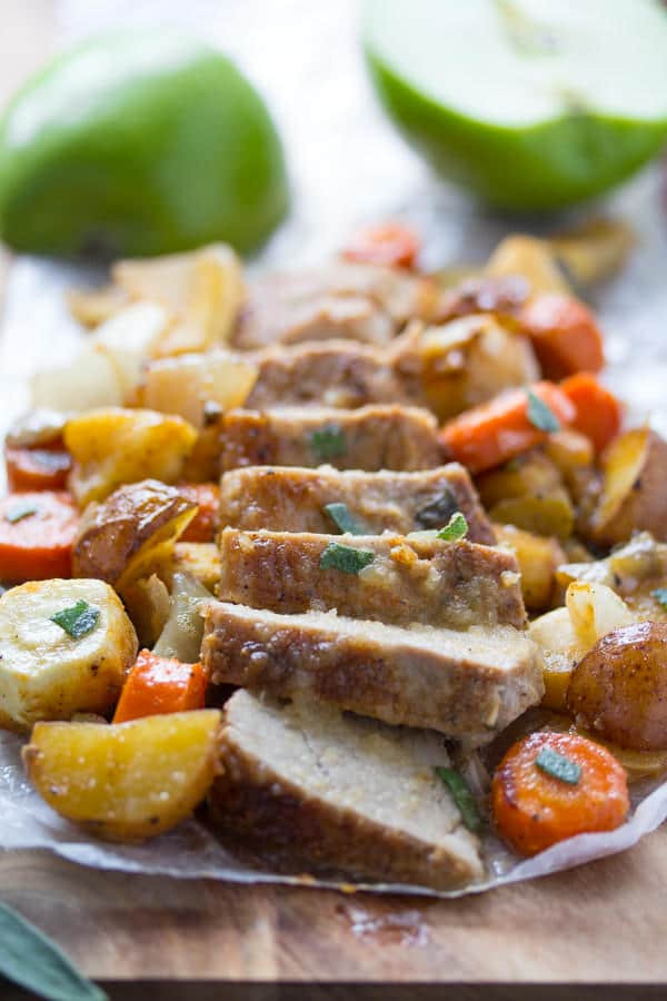 One Pan Pork Chops And Roasted Vegetables
 e Pan Roasted Pork Tenderloin with Apples Sage and